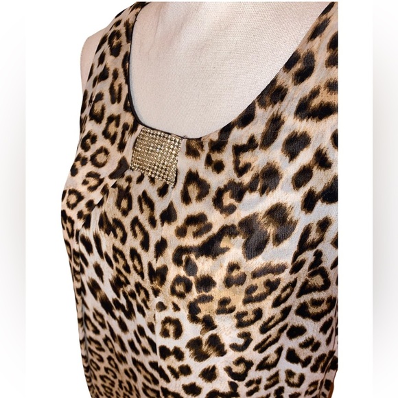 JBS Sleeveless Midi Dress Leopard Print Black Gold Tan NWOT in Size 8 - Picture 5 of 7